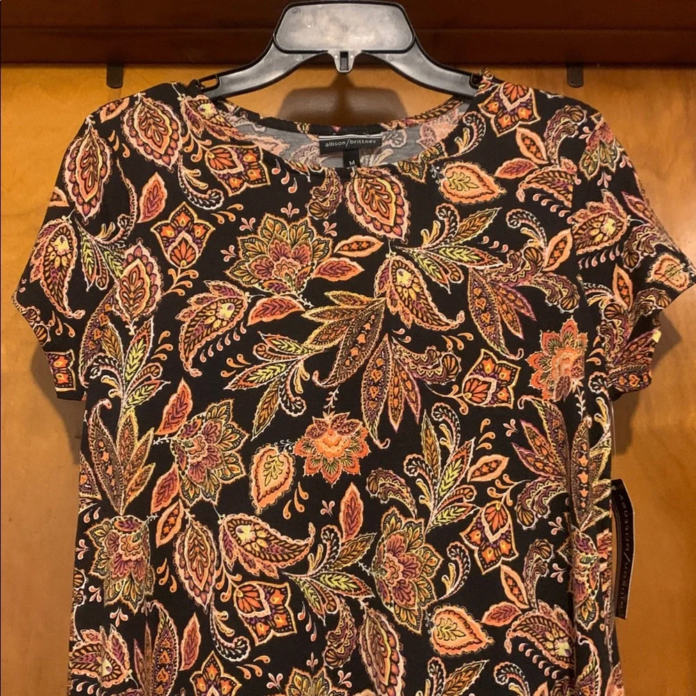 NWT Allison/Brittney Size M Black Floral Dress - Picture 4 of 6